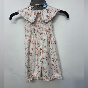 SHEIN Floral Smocked Baby Romper with Peter Pan Collar Kid Girls Size 110 US 4/5